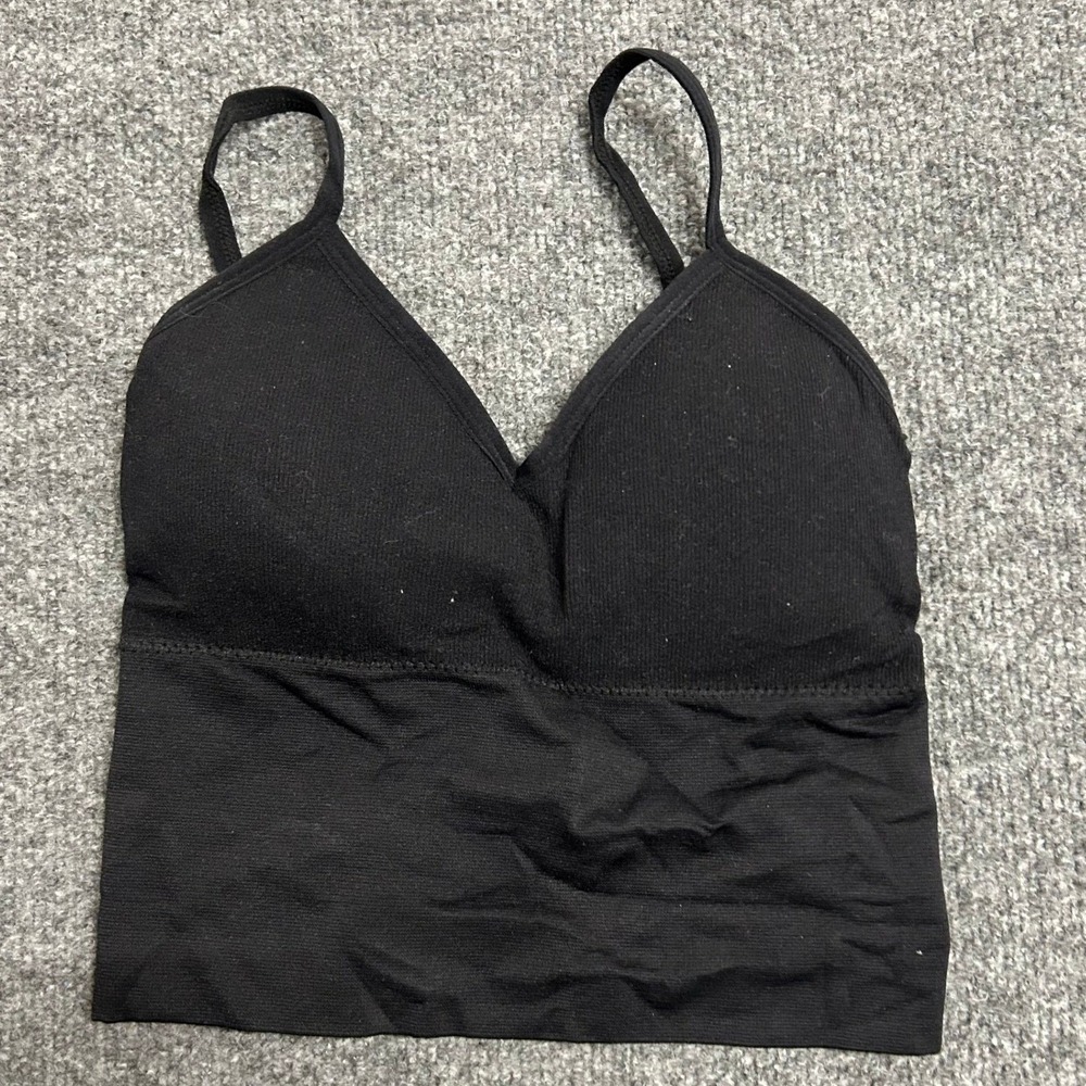 Unbranded Camisole Womens Size S Black Ribbed Strappy Crisscross Back Padded Top